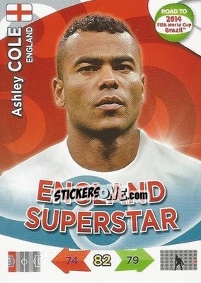 Sticker Ashley Cole - Road to 2014 FIFA World Cup Brazil. Adrenalyn XL n. 63u - Panini