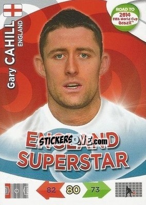 Sticker Gary Cahill - Road to 2014 FIFA World Cup Brazil. Adrenalyn XL n. 64u - Panini
