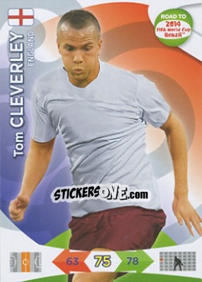 Sticker Tom Cleverley - Road to 2014 FIFA World Cup Brazil. Adrenalyn XL - Panini