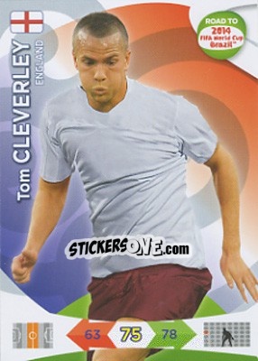 Cromo Tom Cleverley - Road to 2014 FIFA World Cup Brazil. Adrenalyn XL n. 66 - Panini