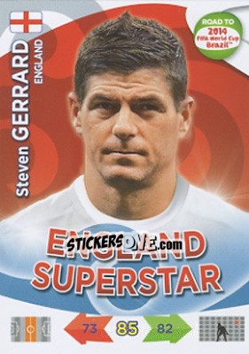 Sticker Steven Gerrard - Road to 2014 FIFA World Cup Brazil. Adrenalyn XL n. 67u - Panini