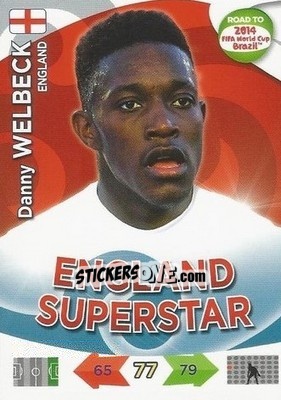 Sticker Danny Welbeck - Road to 2014 FIFA World Cup Brazil. Adrenalyn XL - Panini