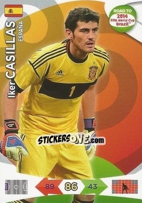 Sticker Iker Casillas - Road to 2014 FIFA World Cup Brazil. Adrenalyn XL n. 73 - Panini