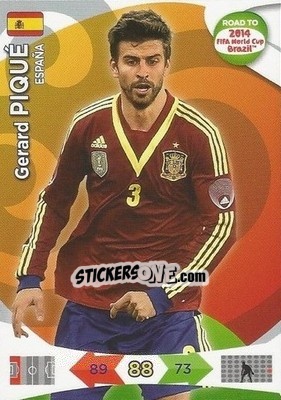 Sticker Gerard Piqué - Road to 2014 FIFA World Cup Brazil. Adrenalyn XL n. 74 - Panini