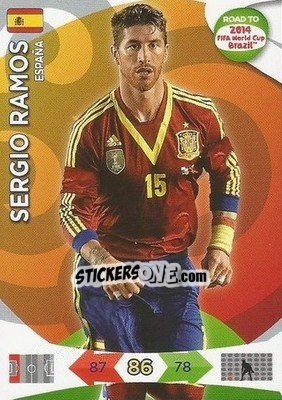 Sticker Sergio Ramos - Road to 2014 FIFA World Cup Brazil. Adrenalyn XL n. 76 - Panini