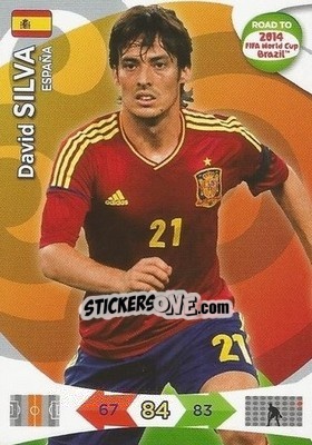 Sticker David Silva - Road to 2014 FIFA World Cup Brazil. Adrenalyn XL n. 83 - Panini