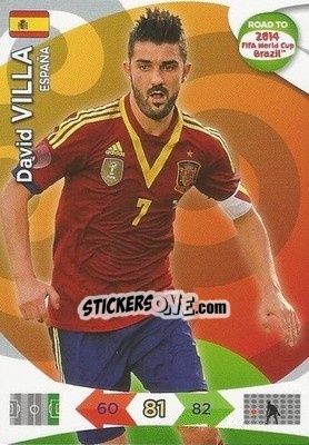 Figurina David Villa - Road to 2014 FIFA World Cup Brazil. Adrenalyn XL - Panini