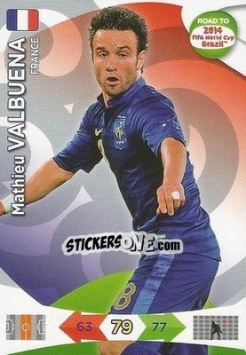 Figurina Mathieu Valbuena - Road to 2014 FIFA World Cup Brazil. Adrenalyn XL - Panini