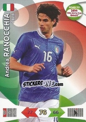 Sticker Andrea Ranocchia - Road to 2014 FIFA World Cup Brazil. Adrenalyn XL n. 119 - Panini