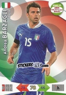 Sticker Andrea Barzagli - Road to 2014 FIFA World Cup Brazil. Adrenalyn XL - Panini