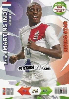 Sticker Bruno Martins Indi - Road to 2014 FIFA World Cup Brazil. Adrenalyn XL n. 132 - Panini