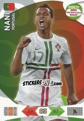 Sticker Nani - Road to 2014 FIFA World Cup Brazil. Adrenalyn XL n. 154 - Panini