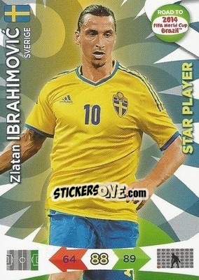 Cromo Zlatan Ibrahimovic - Road to 2014 FIFA World Cup Brazil. Adrenalyn XL - Panini