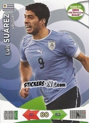 Sticker Luis Suárez - Road to 2014 FIFA World Cup Brazil. Adrenalyn XL n. 190 - Panini