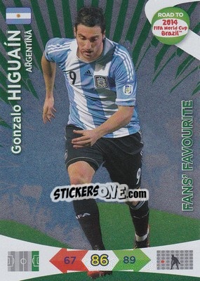 Sticker Gonzalo Higuaín - Road to 2014 FIFA World Cup Brazil. Adrenalyn XL n. 191 - Panini