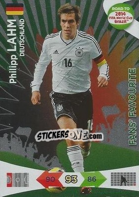 Sticker Philipp Lahm - Road to 2014 FIFA World Cup Brazil. Adrenalyn XL n. 194 - Panini