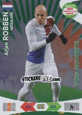 Sticker Arjen Robben - Road to 2014 FIFA World Cup Brazil. Adrenalyn XL n. 201 - Panini