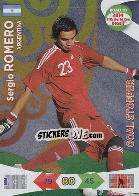 Sticker Sergio Romero - Road to 2014 FIFA World Cup Brazil. Adrenalyn XL n. 206 - Panini
