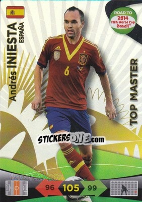 Sticker Andrés Iniesta - Road to 2014 FIFA World Cup Brazil. Adrenalyn XL - Panini