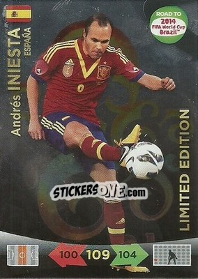 Sticker Andrés Iniesta - Road to 2014 FIFA World Cup Brazil. Adrenalyn XL n. LE-AI - Panini
