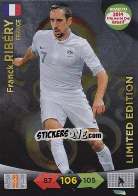 Sticker Franck Ribéry - Road to 2014 FIFA World Cup Brazil. Adrenalyn XL n. LE-FR - Panini