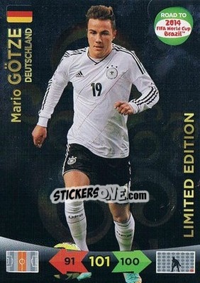 Sticker Mario Götze - Road to 2014 FIFA World Cup Brazil. Adrenalyn XL n. LE-MG - Panini