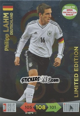 Sticker Philipp Lahm - Road to 2014 FIFA World Cup Brazil. Adrenalyn XL - Panini