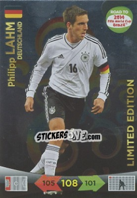 Cromo Philipp Lahm - Road to 2014 FIFA World Cup Brazil. Adrenalyn XL - Panini