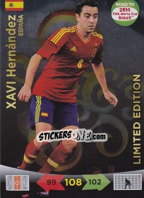 Figurina Xavi Hernández - Road to 2014 FIFA World Cup Brazil. Adrenalyn XL - Panini