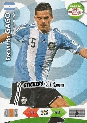 Sticker Fernando Gago - Road to 2014 FIFA World Cup Brazil. Adrenalyn XL n. 7 - Panini