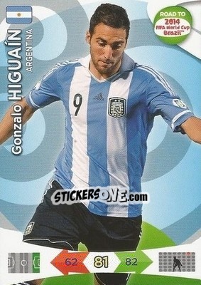 Sticker Gonzalo Higuaín - Road to 2014 FIFA World Cup Brazil. Adrenalyn XL n. 10 - Panini