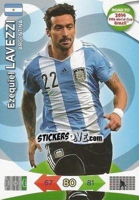 Sticker Ezequiel Lavezzi - Road to 2014 FIFA World Cup Brazil. Adrenalyn XL n. 12 - Panini