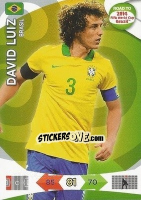 Sticker David Luiz - Road to 2014 FIFA World Cup Brazil. Adrenalyn XL n. 15 - Panini