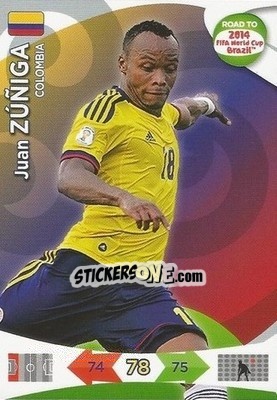 Sticker Juan Zúñiga - Road to 2014 FIFA World Cup Brazil. Adrenalyn XL - Panini