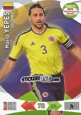 Sticker Mario Yepes - Road to 2014 FIFA World Cup Brazil. Adrenalyn XL n. 30 - Panini