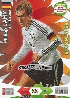 Sticker Philipp Lahm - Road to 2014 FIFA World Cup Brazil. Adrenalyn XL - Panini