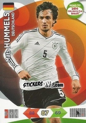 Sticker Mats Hummels - Road to 2014 FIFA World Cup Brazil. Adrenalyn XL n. 48 - Panini