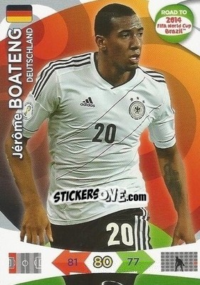 Sticker Jérôme Boateng - Road to 2014 FIFA World Cup Brazil. Adrenalyn XL n. 50 - Panini