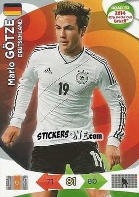 Sticker Mario Götze - Road to 2014 FIFA World Cup Brazil. Adrenalyn XL n. 52 - Panini