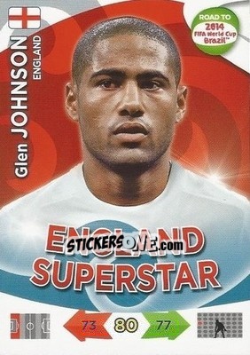 Sticker Glen Johnson - Road to 2014 FIFA World Cup Brazil. Adrenalyn XL n. 62u - Panini
