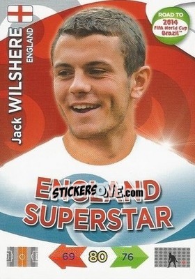 Sticker Jack Wilshere - Road to 2014 FIFA World Cup Brazil. Adrenalyn XL n. 65u - Panini