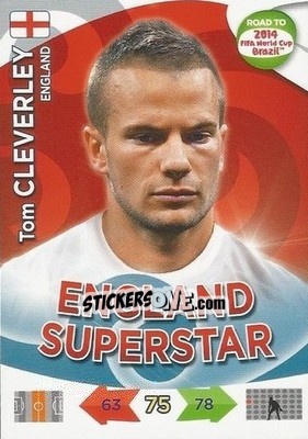 Figurina Tom Cleverley - Road to 2014 FIFA World Cup Brazil. Adrenalyn XL - Panini