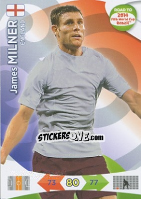 Sticker James Milner - Road to 2014 FIFA World Cup Brazil. Adrenalyn XL n. 68 - Panini