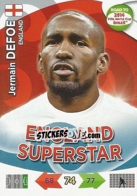 Sticker Jermain Defoe - Road to 2014 FIFA World Cup Brazil. Adrenalyn XL n. 72u - Panini