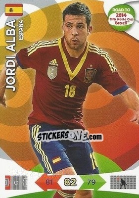 Sticker Jordi Alba - Road to 2014 FIFA World Cup Brazil. Adrenalyn XL n. 75 - Panini