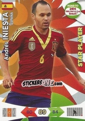 Sticker Andrés Iniesta - Road to 2014 FIFA World Cup Brazil. Adrenalyn XL n. 84 - Panini
