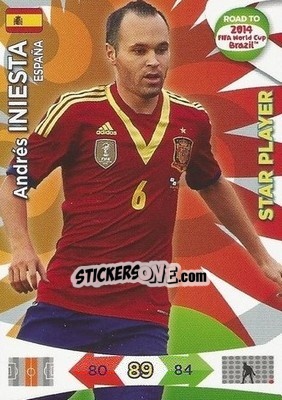 Figurina Andrés Iniesta - Road to 2014 FIFA World Cup Brazil. Adrenalyn XL - Panini