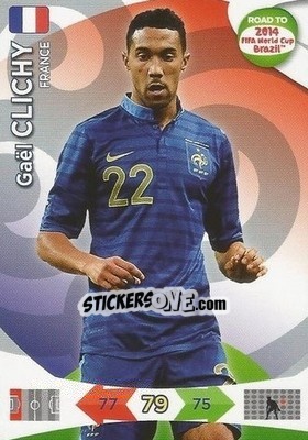 Sticker Gaël Clichy - Road to 2014 FIFA World Cup Brazil. Adrenalyn XL n. 89 - Panini