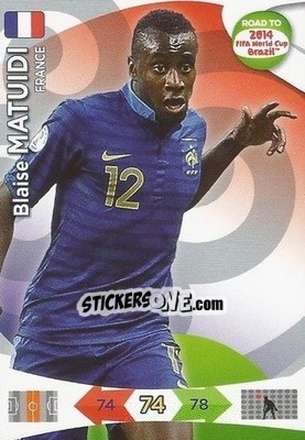 Sticker Blaise Matuidi - Road to 2014 FIFA World Cup Brazil. Adrenalyn XL - Panini