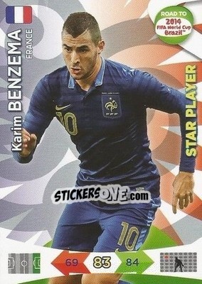 Sticker Karim Benzema - Road to 2014 FIFA World Cup Brazil. Adrenalyn XL n. 98 - Panini
